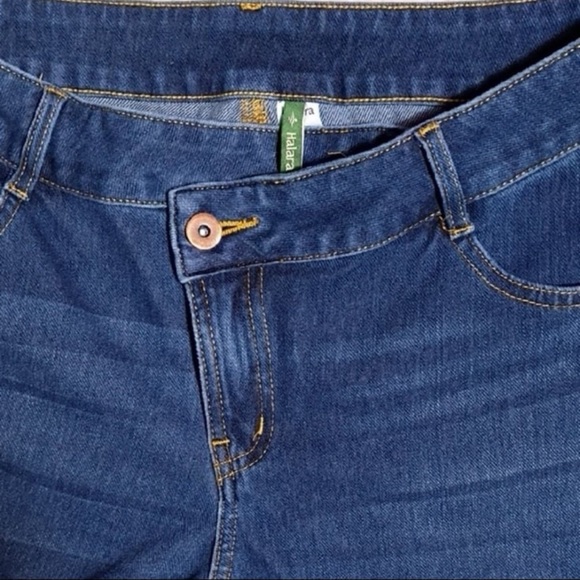 Halara Dark Wash Wide Leg Flare Jeans M High Rise Stretch Denim - Picture 5 of 10